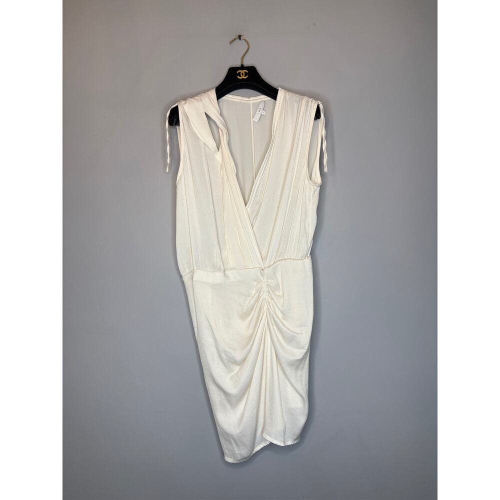 IRO Anson Pearl White Color Draped V Neck Mini Dress Size 1 Small